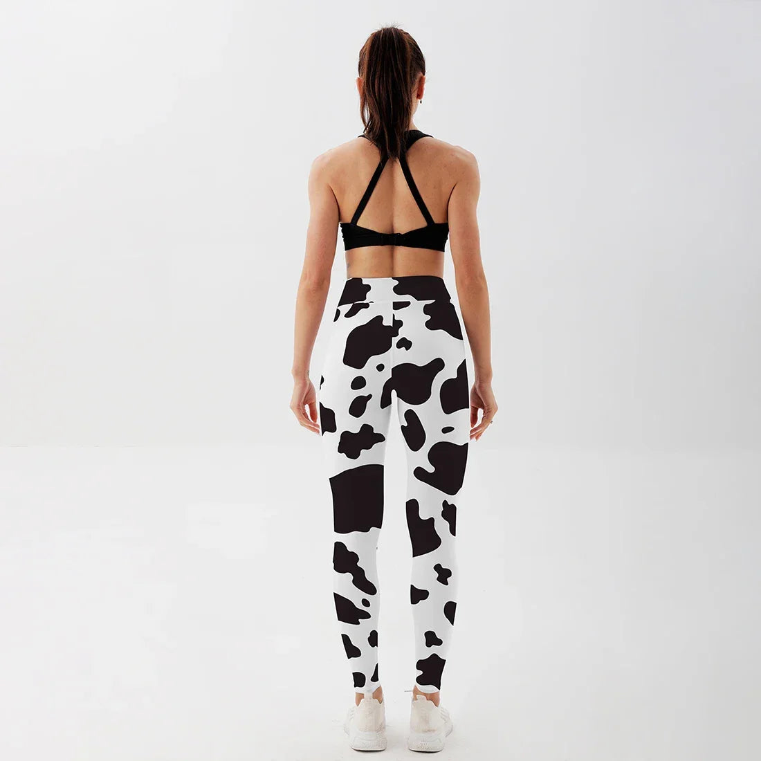 Women Cow Black Printed Leggings