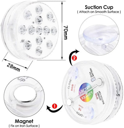 13 LEDs Magnetic Submersible LED Light Waterproof Underwater Light USB Rechargeable Swimming Pool Night Lamp With Suction Cups