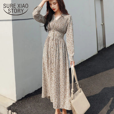 2021 Summer Striped Cotton Linen Long Dress Women Fashion Loose Vestidos Vintage V-neck Half Sleeve Dress for Women Loose