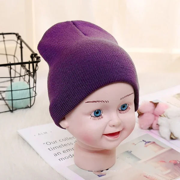 Solid Beanies Hat for Kids Baby Girls Boys Autumn Winter Caps Warm Soft Candy Knitted Bonnet Hats Skullies Toddler Children Cap
