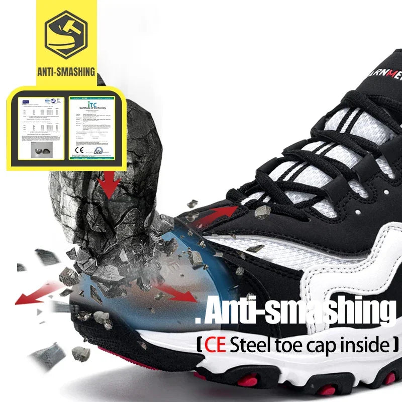 LARNMERN Men's Safety Shoes Steel Toe Work Shoe Anti-puncture Anti-smashing Construction Comfortable Lightweight Breathable Shoe