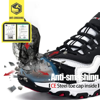 LARNMERN Men's Safety Shoes Steel Toe Work Shoe Anti-puncture Anti-smashing Construction Comfortable Lightweight Breathable Shoe