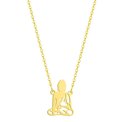 Stainless Steel Meditation Buddha Pendant Necklaced Sincere Buddhism Accessories Guardian Jewelry Gift