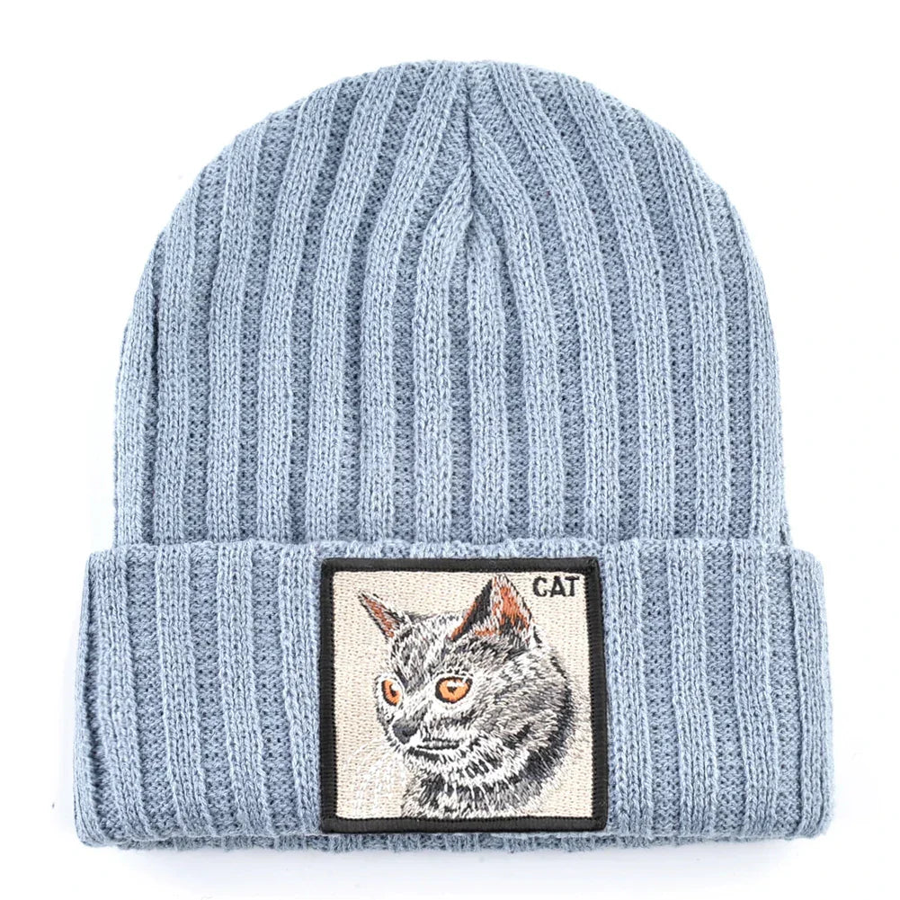 Women's Fashion Beanies Hat Solid Color Knitted Wool Skullies With Embroidery Patch Autumn Winter Men's Knit Gorras Bonnet