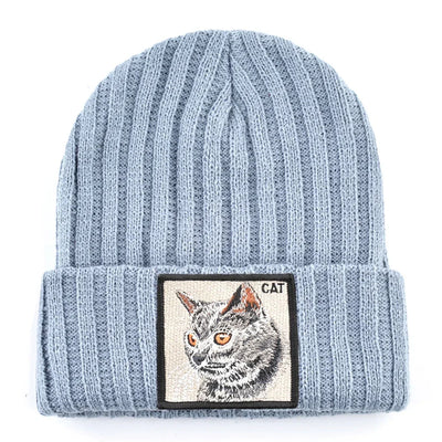 Women's Fashion Beanies Hat Solid Color Knitted Wool Skullies With Embroidery Patch Autumn Winter Men's Knit Gorras Bonnet