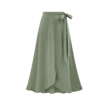 Elegant Long Skirt for Women Bandage Solid Color Split Large Hem Skirt Office Lady Casual Skirt 2021 Summer Female Clothes