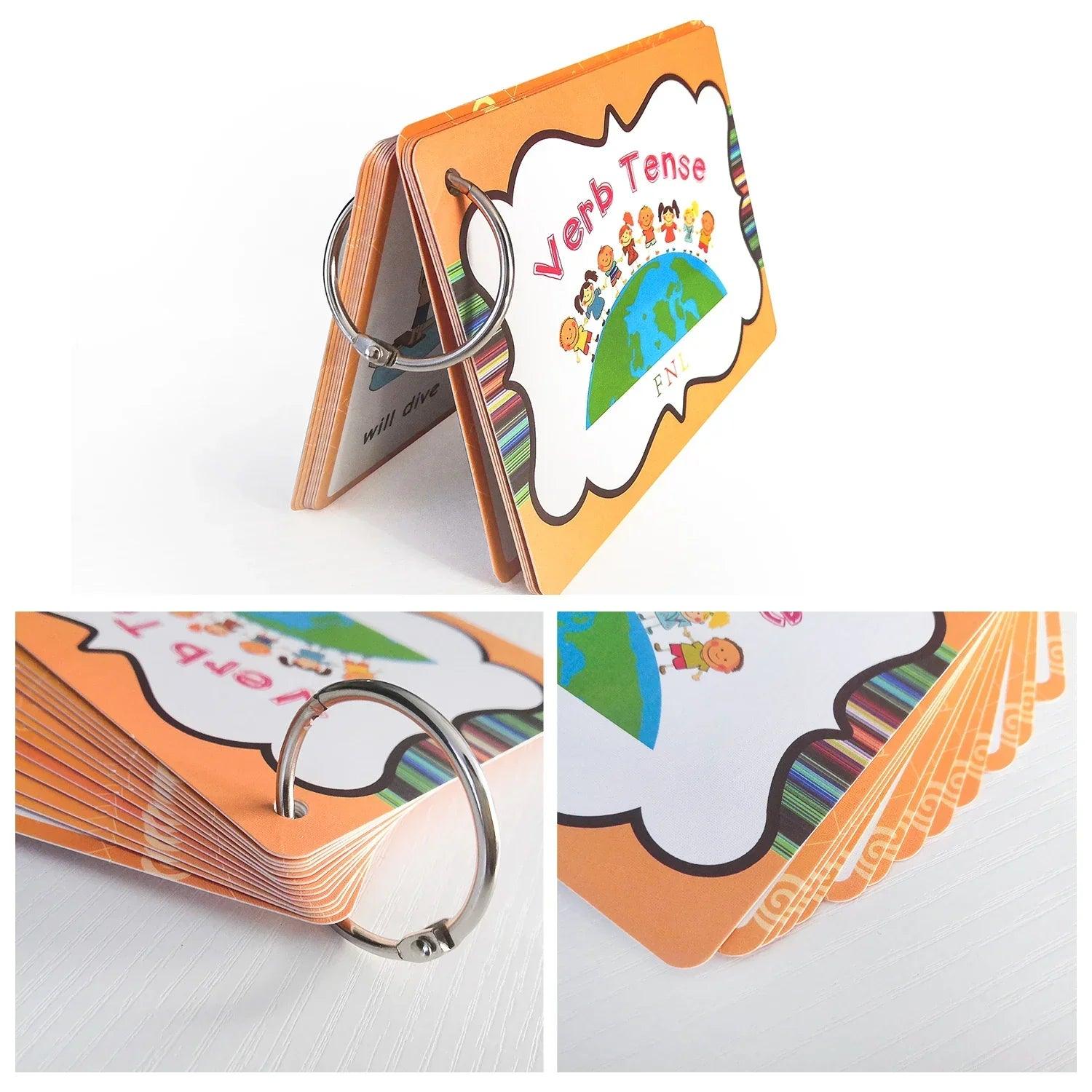 24 groups/set verb tense flash card leaning english word picture cards educational toys for children games classroom