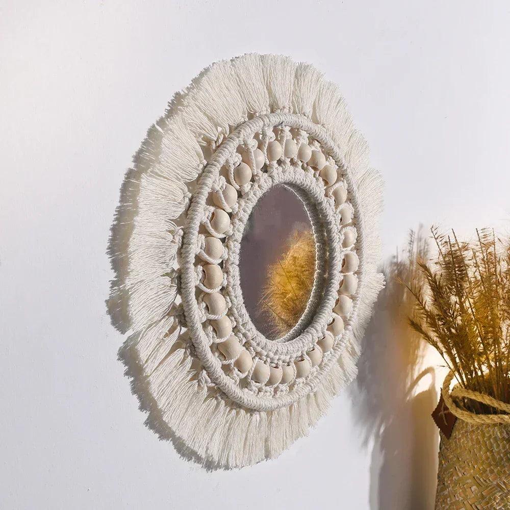 Macrame decorative wall mirror boho home decor makeup aesthetic mirrors living room bedroom christmas wedding