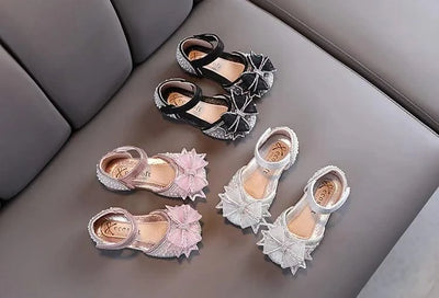 Children's  Comfortable  Princess Shoes | Kids Flat Shoes With Glittery Bow | Little Girl's Spring/Summer Fashion Sandals