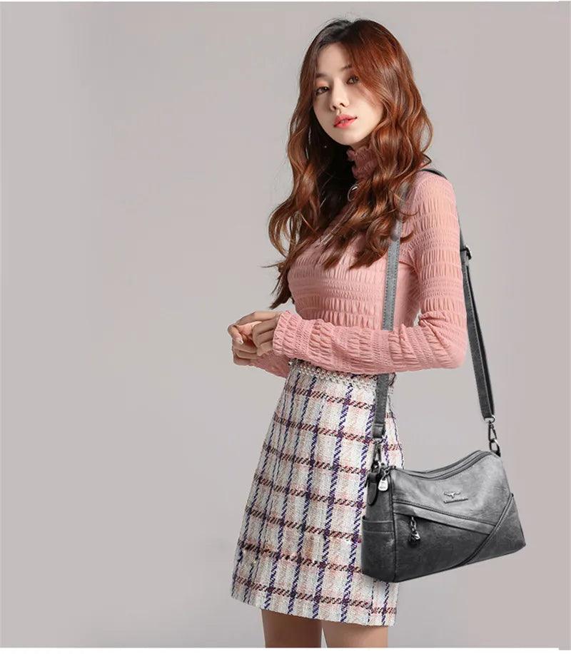 Designer luxury handbags 2024 new vintage soft leather tote bags for women multi-pocket shoulder messenger high quality