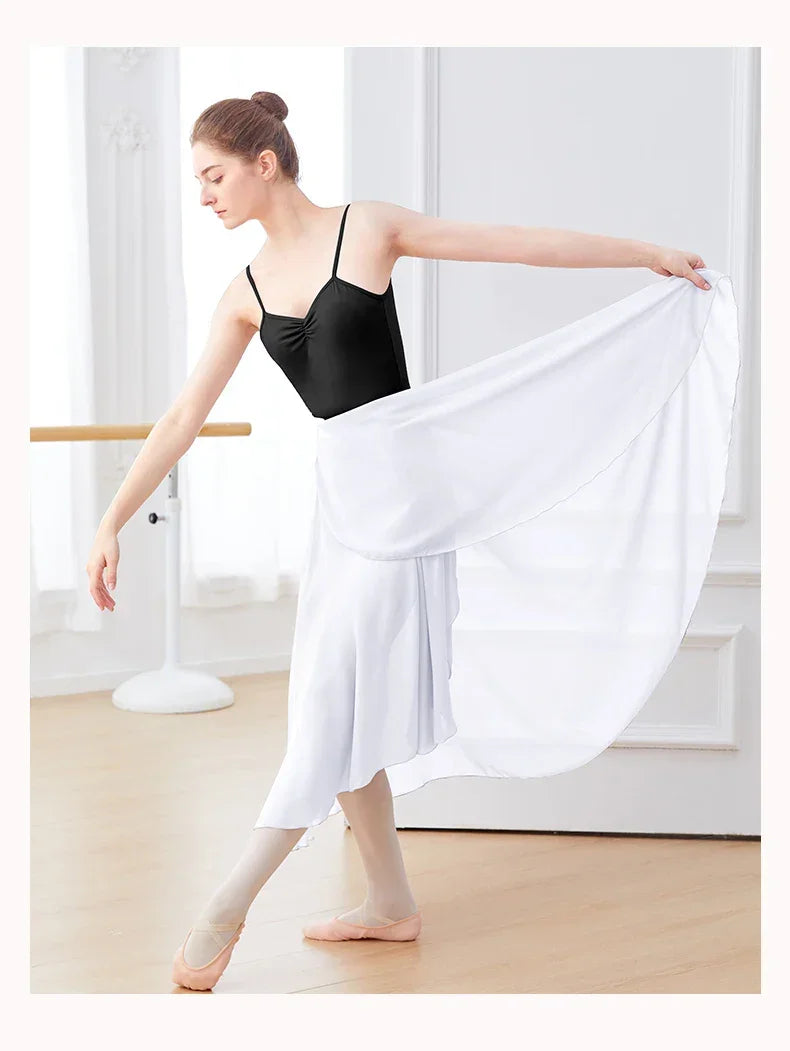 Ballet Skirts Women Long Chiffon Dance Skirt Fairy Chiffon Long Ballet Tutu Dress Dance Costumes Tie Up Dress