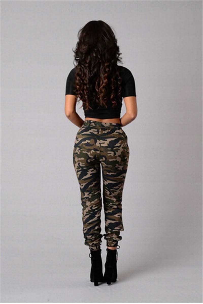 New Women Camo Cargo High Waist Hip Hop Trousers Pants Military Army Combat Camouflage Long Pants Hot Capris Plus Size S-2XL New