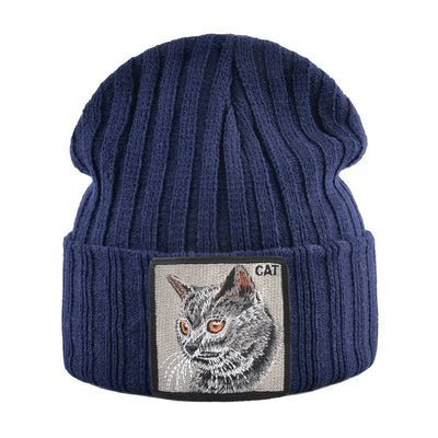 Women's Fashion Beanies Hat Solid Color Knitted Wool Skullies With Embroidery Patch Autumn Winter Men's Knit Gorras Bonnet