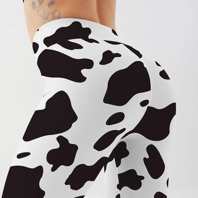 Women Cow Black Printed Leggings