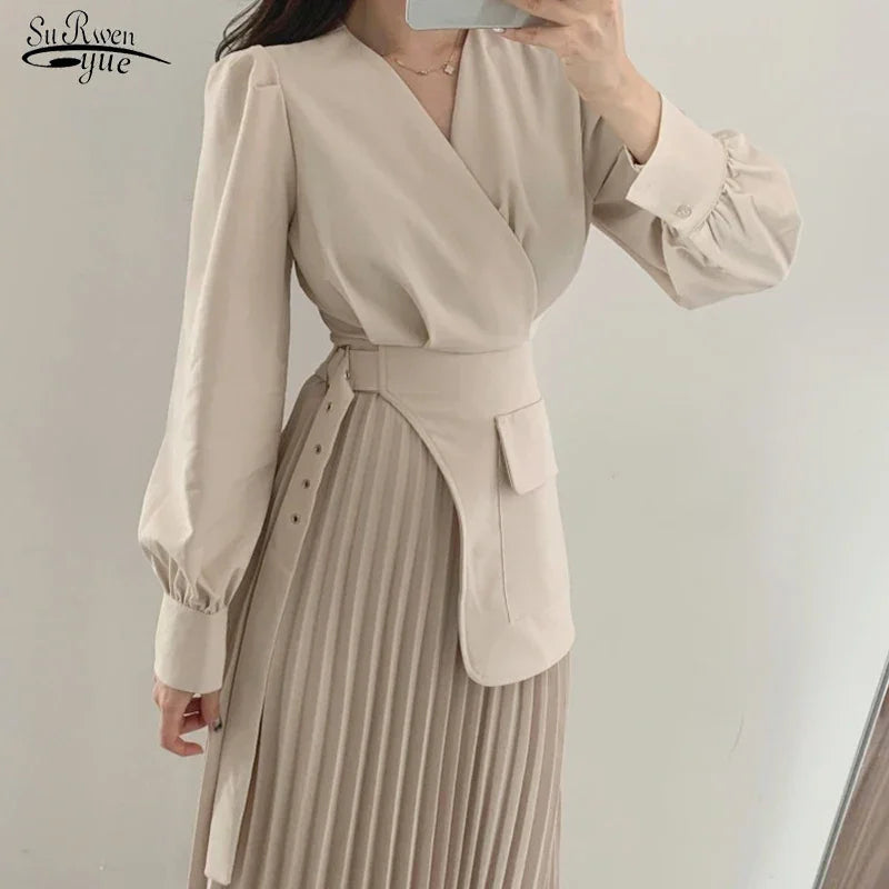 2021 Summer Striped Cotton Linen Long Dress Women Fashion Loose Vestidos Vintage V-neck Half Sleeve Dress for Women Loose