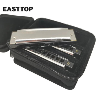 EASTTOP T10-3-3 set of 3 of Diatonic Harmonica 10 Hole 20 Tone Blues Diatonic Harmonica for Adults Beginners Professionals