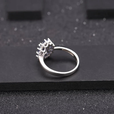 GEM'S BALLET Princess Diana Natural Blue Sapphire Pendant Earrings Ring Set 925 Sterling Silver Design Jewelry Set for Women