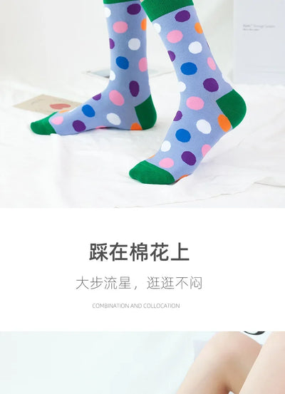 Women Crew Socks Funny Cute Cartoon candy colour dot crew socks Happy Harajuku skateboard Socks sox dropshipping