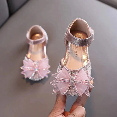 Children's  Comfortable  Princess Shoes | Kids Flat Shoes With Glittery Bow | Little Girl's Spring/Summer Fashion Sandals