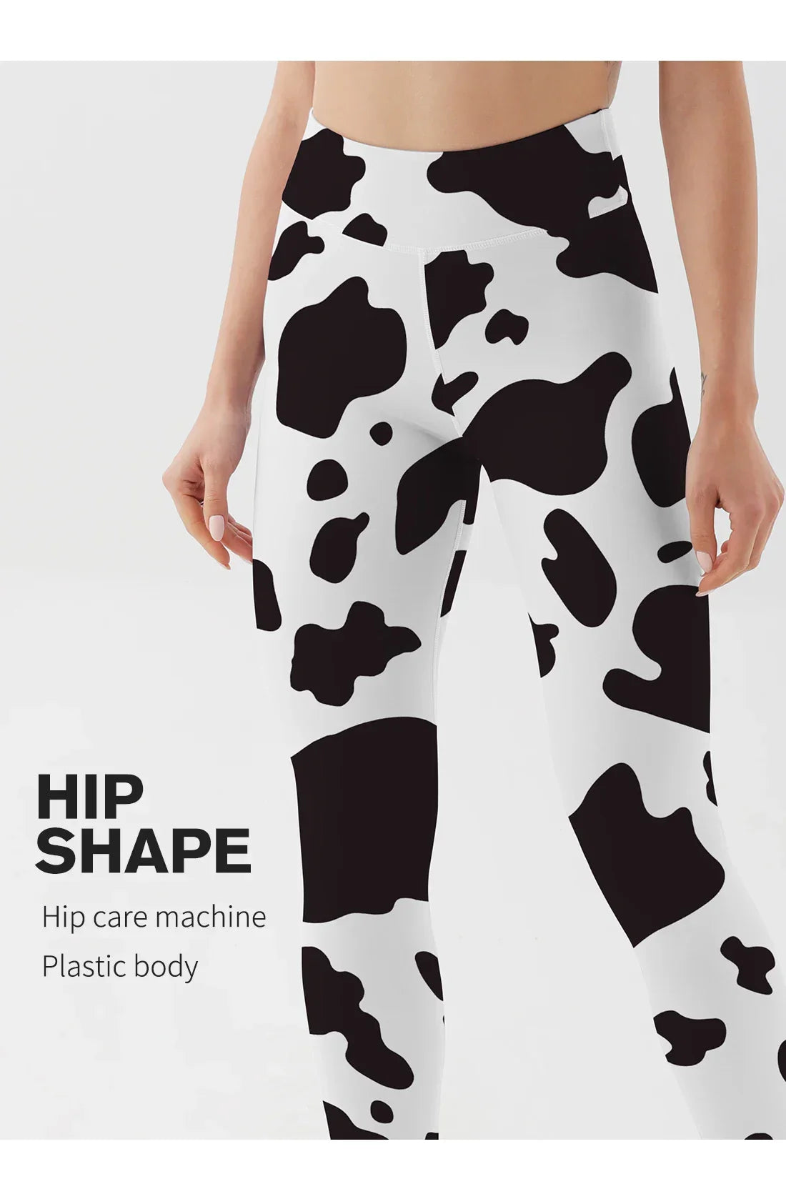 Women Cow Black Printed Leggings