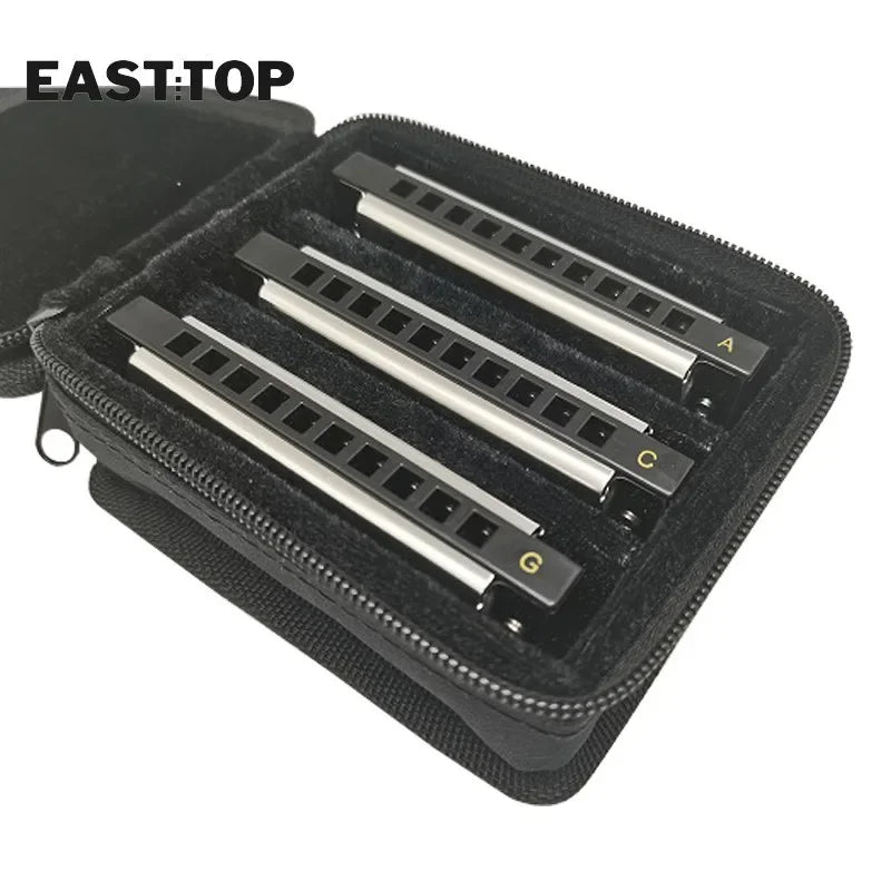 EASTTOP T10-3-3 set of 3 of Diatonic Harmonica 10 Hole 20 Tone Blues Diatonic Harmonica for Adults Beginners Professionals