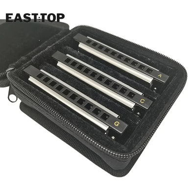 EASTTOP T10-3-3 set of 3 of Diatonic Harmonica 10 Hole 20 Tone Blues Diatonic Harmonica for Adults Beginners Professionals