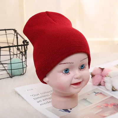 Solid Beanies Hat for Kids Baby Girls Boys Autumn Winter Caps Warm Soft Candy Knitted Bonnet Hats Skullies Toddler Children Cap