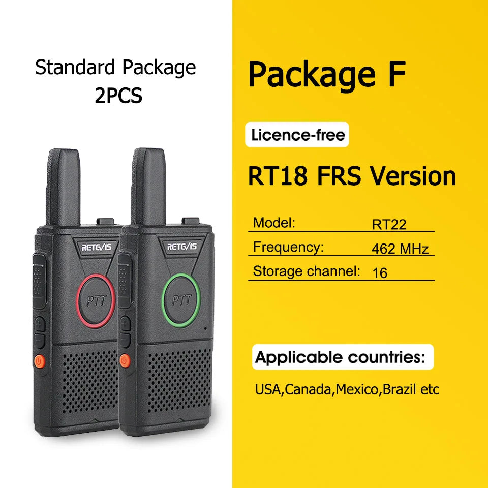 RETEVIS RT618 Mini Walkie Talkie Dual PTT Walkie-talkies 2 pcs PMR 446 Communication Equipment Portable Two-way Radio Cafe Hotel