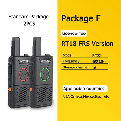 RETEVIS RT618 Mini Walkie Talkie Dual PTT Walkie-talkies 2 pcs PMR 446 Communication Equipment Portable Two-way Radio Cafe Hotel