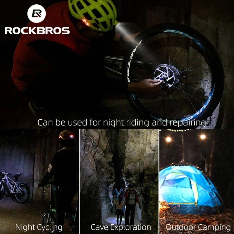 ROCKBROS Bicycle Helmets Ultralight Cycling Helmet Mountain Road Bike Helmet With Glowing Headlight Warning Light Safety Cap