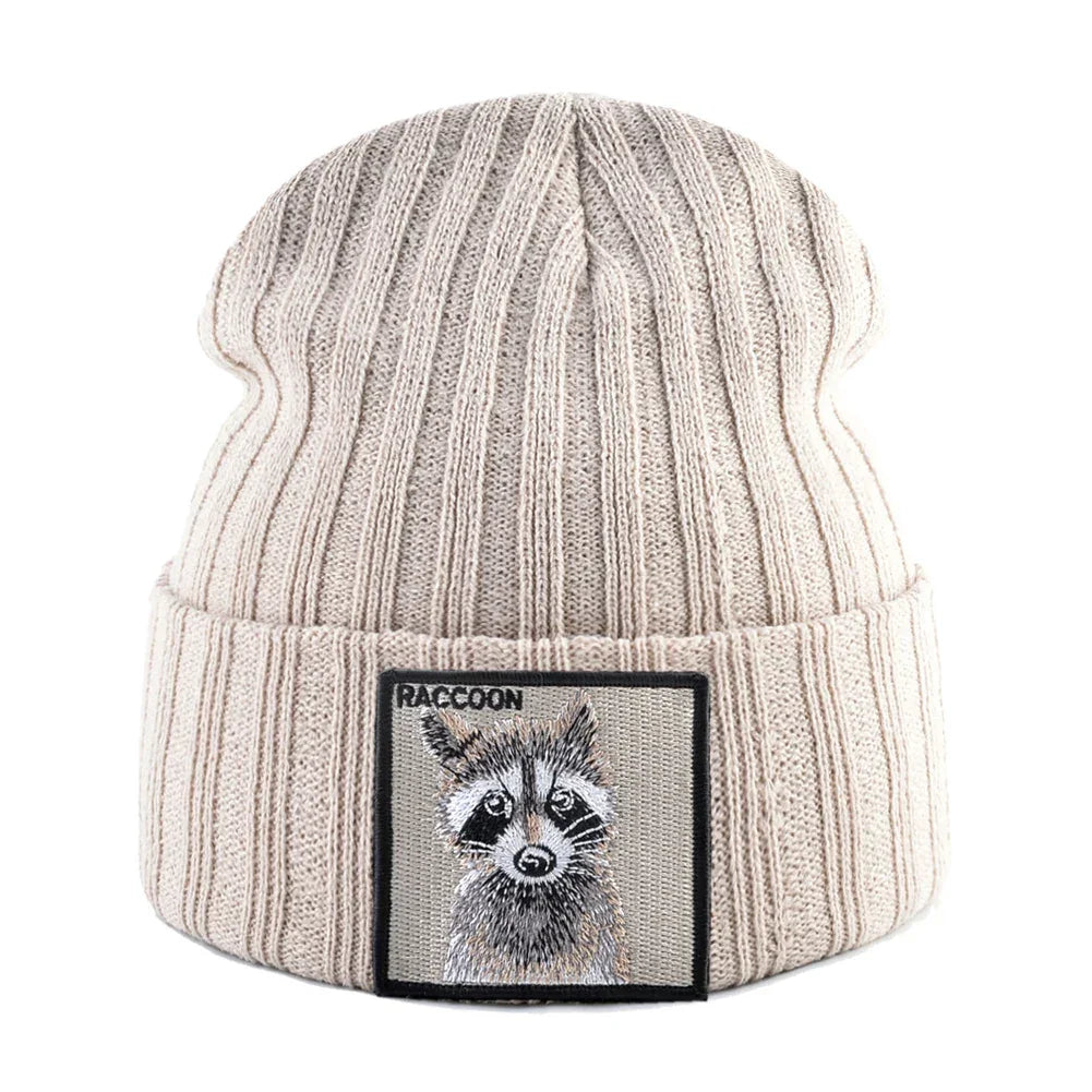 Knitted Beanies Hat Men Women Streetwear Hip Hop Skullies Beanies With Patch Boys Girls Knitting Solid Color Bonnet Hats Cap