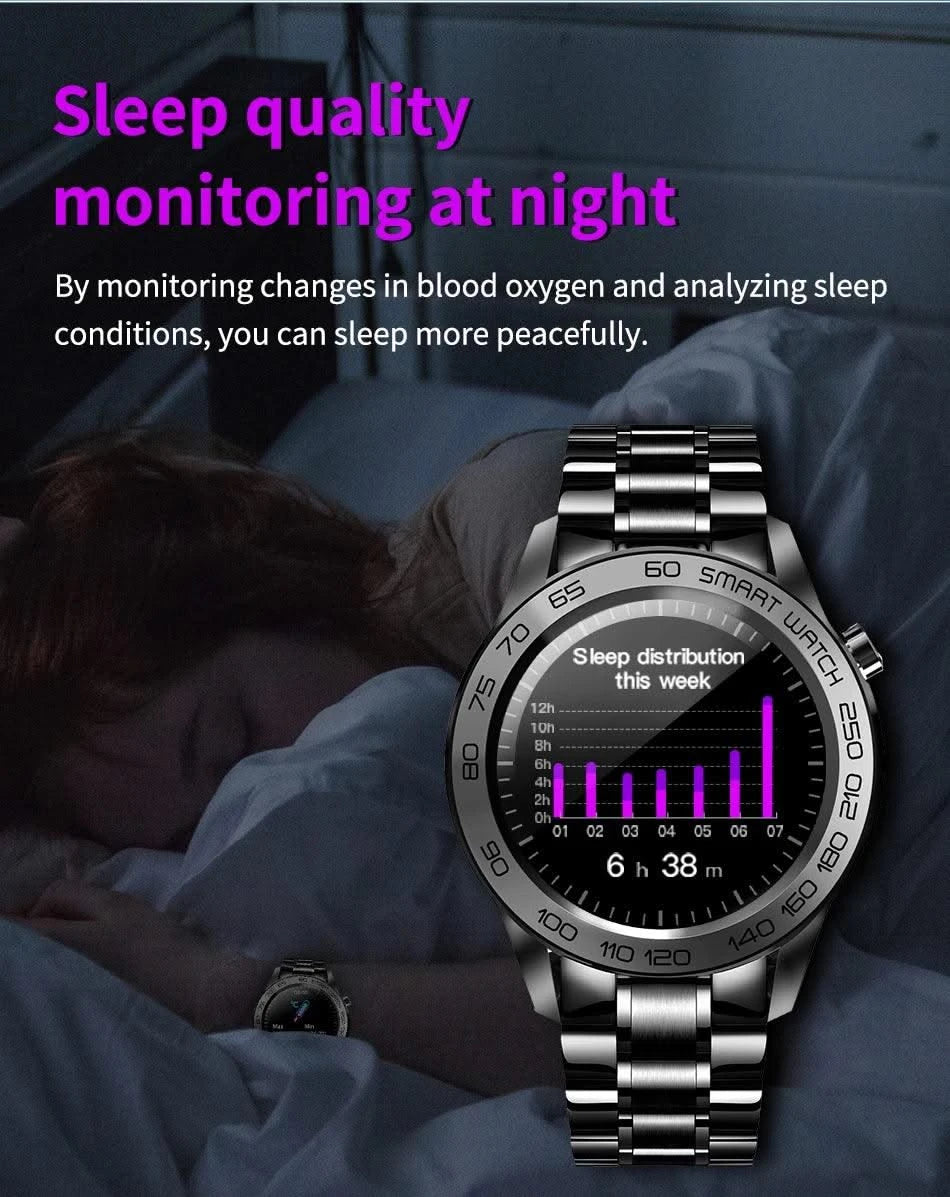 LIGE GPS Sport Track Recording Men Steel Band Smart Watch Body Temperature Activity Sport Fitness SmartWatches  Men Waterproof