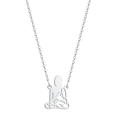 Stainless Steel Meditation Buddha Pendant Necklaced Sincere Buddhism Accessories Guardian Jewelry Gift