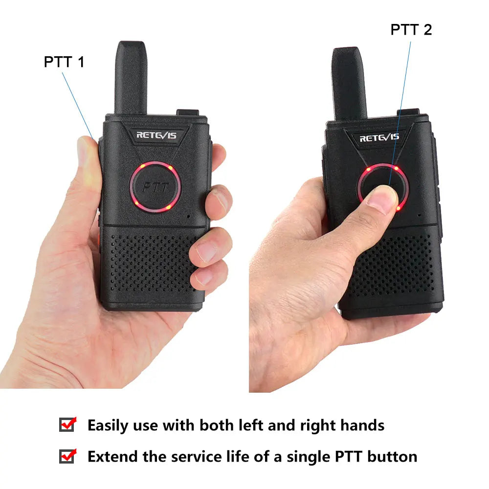 RETEVIS RT618 Mini Walkie Talkie Dual PTT Walkie-talkies 2 pcs PMR 446 Communication Equipment Portable Two-way Radio Cafe Hotel