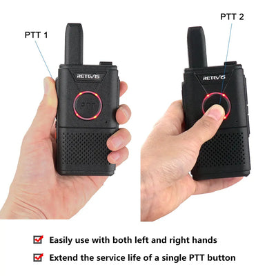 RETEVIS RT618 Mini Walkie Talkie Dual PTT Walkie-talkies 2 pcs PMR 446 Communication Equipment Portable Two-way Radio Cafe Hotel