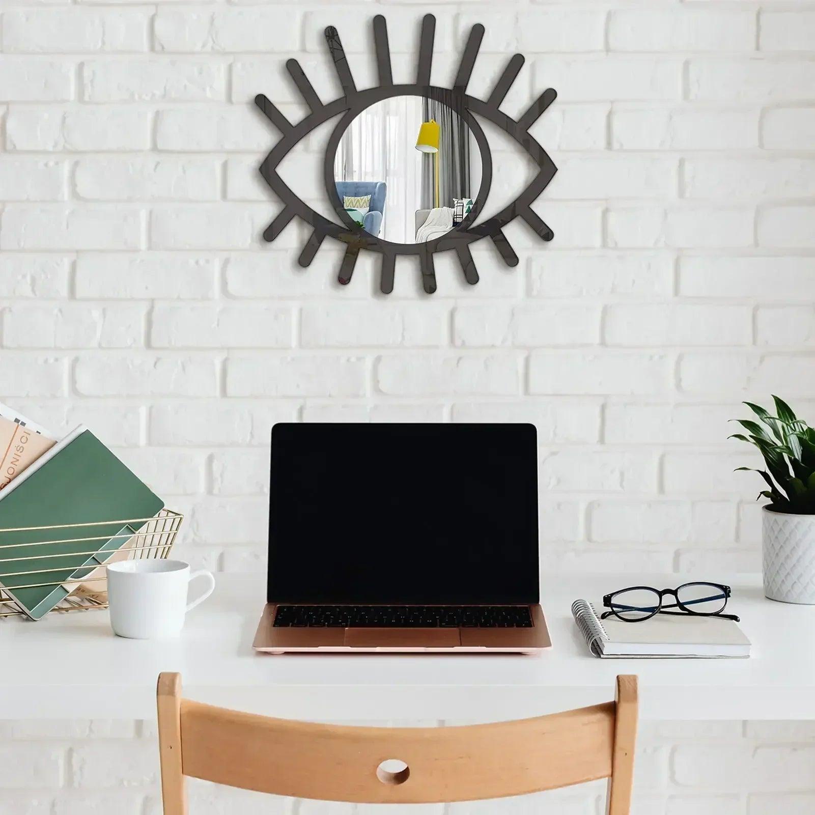 Eye wall mirror decor boho artistic shaped bathroom entryway mounted