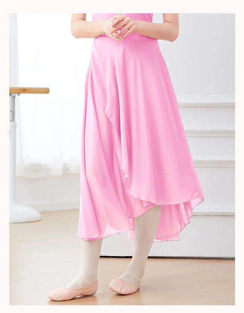 Ballet Skirts Women Long Chiffon Dance Skirt Fairy Chiffon Long Ballet Tutu Dress Dance Costumes Tie Up Dress