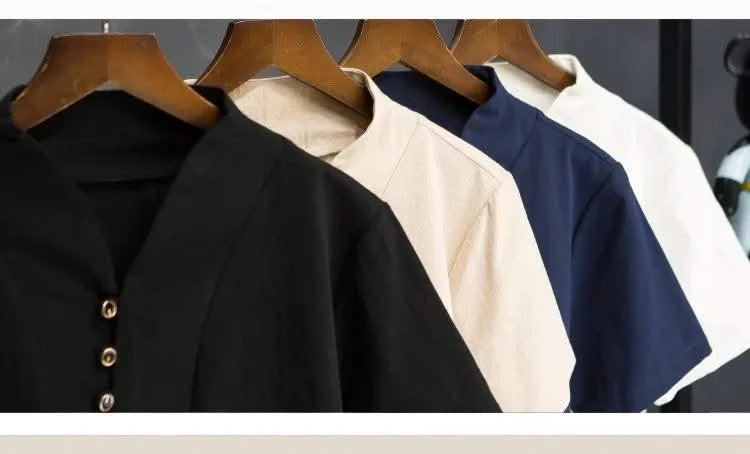 (Shirt + trousers) 2025 summer men shirt Man Cotton and linen shirts Short sleeve men's casual shirts men A set of clothes M-5XL - Elanique