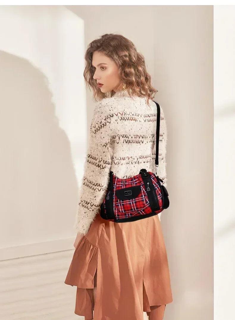 Fashion women hand bag designers luxury handbags plaid shoulder bags female top-handle large purse hobos