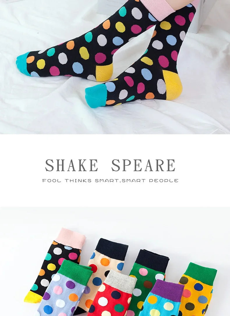 Women Crew Socks Funny Cute Cartoon candy colour dot crew socks Happy Harajuku skateboard Socks sox dropshipping