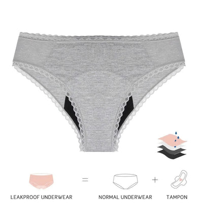 Bamboo Menstrual Panties for Women 4 Layer Absorbent Period Underwear Lace Bikini Leak Proof Culotte Menstruelle