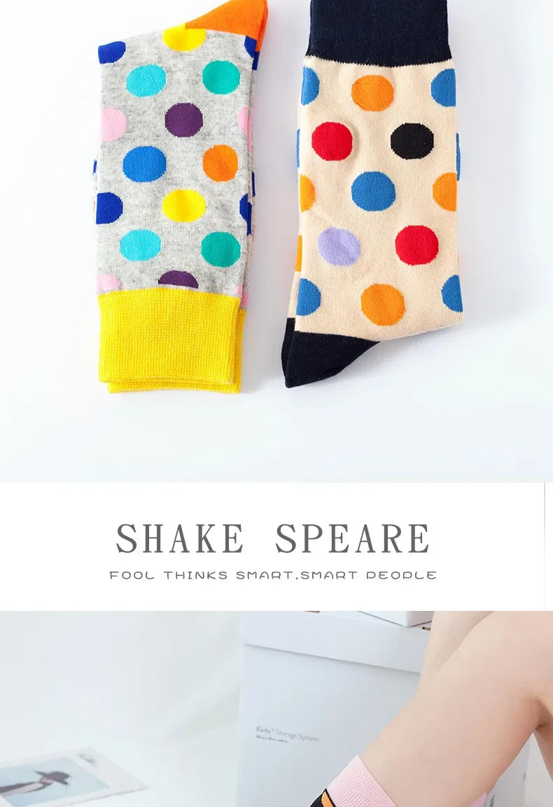 Women Crew Socks Funny Cute Cartoon candy colour dot crew socks Happy Harajuku skateboard Socks sox dropshipping