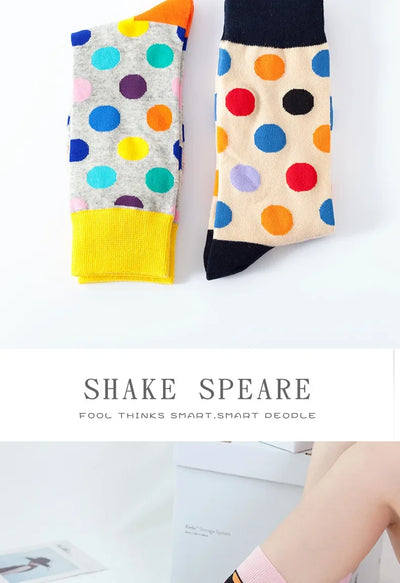 Women Crew Socks Funny Cute Cartoon candy colour dot crew socks Happy Harajuku skateboard Socks sox dropshipping