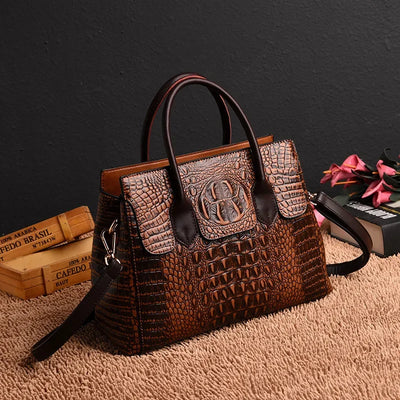 Vintage Fashion Crocodile Genuine Leather Luxury Ladies Handbags Women Bags Designer Woman Shoulder Bag Female Bolsas Feminina