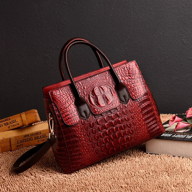 Vintage Fashion Crocodile Genuine Leather Luxury Ladies Handbags Women Bags Designer Woman Shoulder Bag Female Bolsas Feminina