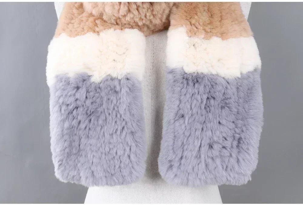 100% natural rabbit fur scarves long style women winter