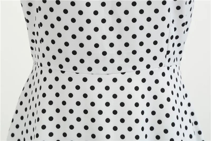 Women Summer Dresses Robe Vintage 50s 60s Big Swing Party Rockabilly Dress White Polka Dot Vestidos