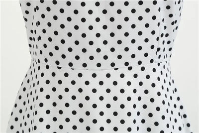 Women Summer Dresses Robe Vintage 50s 60s Big Swing Party Rockabilly Dress White Polka Dot Vestidos