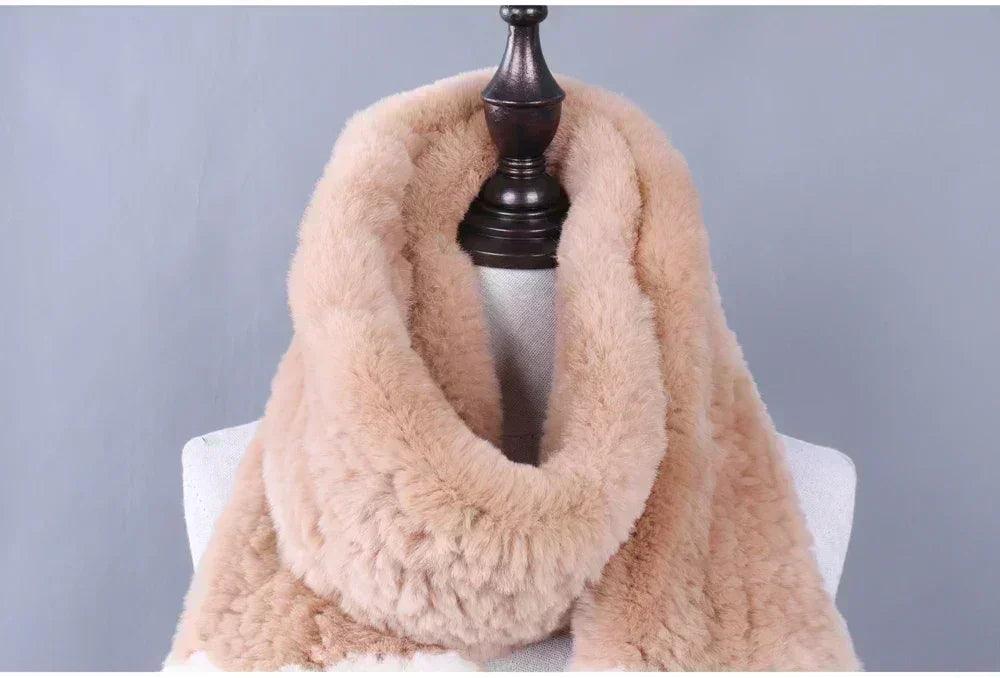 100% natural rabbit fur scarves long style women winter