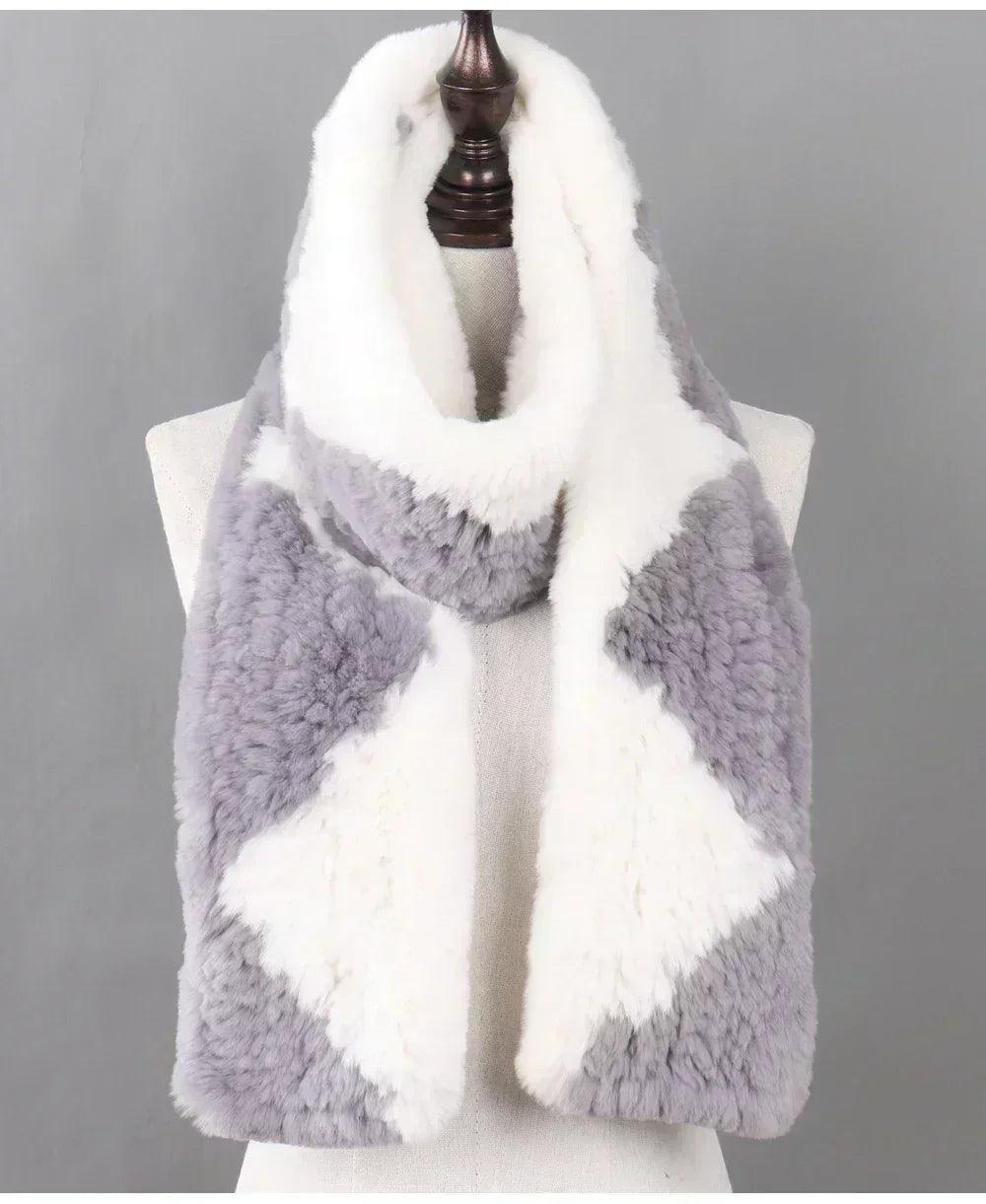 100% natural rabbit fur scarves long style women winter